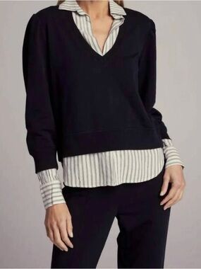 sundays Black V-Neck Pullover Sweater